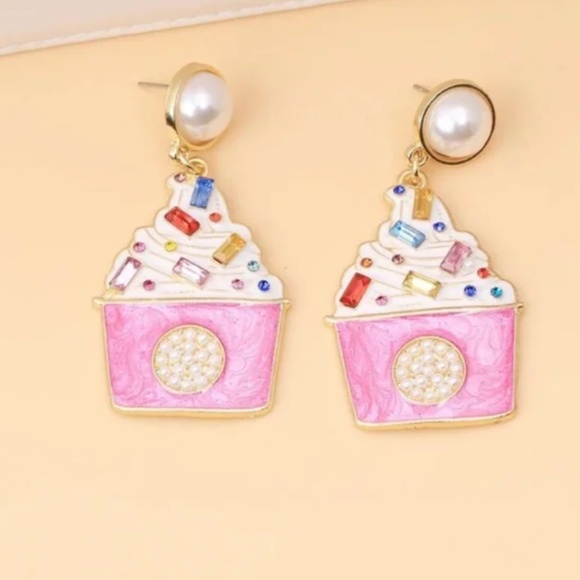 ❤️ FREE Ice Cream Candy Snacks Boho Rhinestone Peasant Hipster Hippie Earrings - Picture 1 of 3